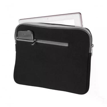 Imagem de Case para Notebook BO207 para Até 14 POLEGADAS com Forro Interno Acolchoado e Bolso Frontal com Zíper Preto e Cinza