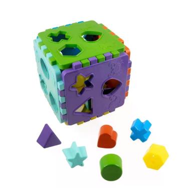 Imagem de Brinquedo Educativo De Encaixar E Montar 1 Ano Cubo Didático Kendy