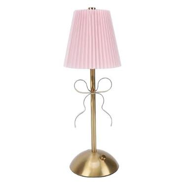 Imagem de Asixxsix Abajur de Mesa Em, Abajur de Mesa LED Decorativo Fofo Com de Tecido para Quarto de Meninas, Luz Noturna Em, de Pequeno, Luz Noturna de Bateria Recarregável (Rósea)
