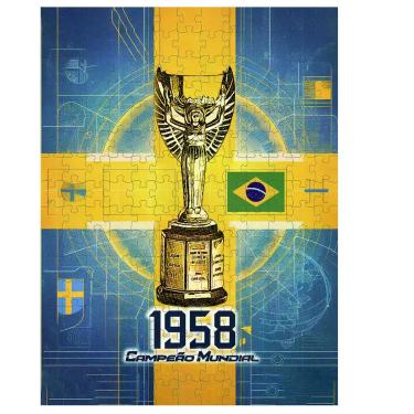 Imagem de Quebra-cabeça Futebol Brasil Campeão Mundial Suécia 1958 de 60 peças -