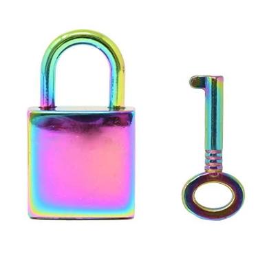 Imagem de Honbay Mini cadeado colorido quadrado fofo com chave - para caixa de joias, bolsa, mochilas, armário, baú do tesouro, malas, armários, caixa de cartas, diário, caderno, etc