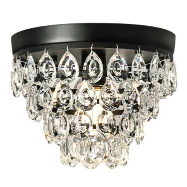 Imagem de YUAZCYIN Pequenos lustres de cristal pequeno lustre luminária mini lustre para armário banheiro sala de estar, lustres de cristal preto fosco iluminação