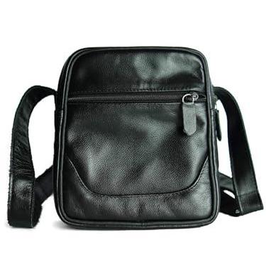 Imagem de Shoulder Bag Unissex – Bolsa de Couro Legítimo Masculina Feminina Premium Bolsa Versátil Masculina e Feminina 05 (Preta)