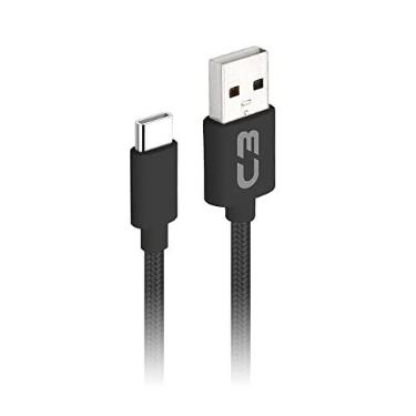 Imagem de Cabo USB para USB C C3Tech CB-C21BK Preto - Cabo 2Metros Corrente de 2A Android e iOS