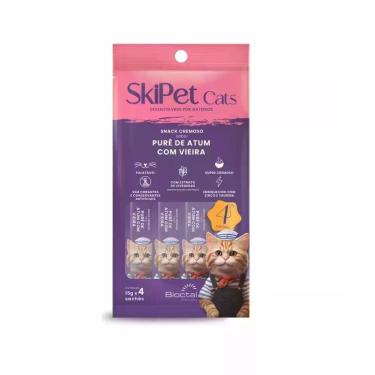 Imagem de Skipet Cats Snack Cremoso Sabor Purê de Atum com Vieira 4 Sachês