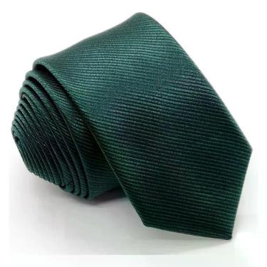 Imagem de Gravata Slim Social OEM para Casamento Noivo Listrada Congressos Debutantes 100% Poliéster 140x5 Verde Esmeralda