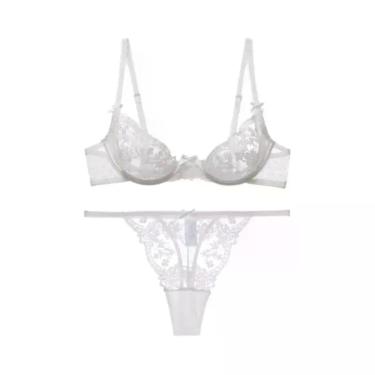 Imagem de Conjunto De Lingerie Sensual Parisiense Ultrafino Sem Fio Com Renda Va