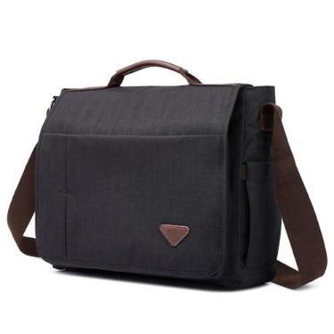 Imagem de Bolsa Transversal Pasta Mensageiro Carteiro Grande Notebook 15.6 Resistente Para Trabalho Negócios Compartimentos Extras e Alça Ajustável - ZAFIN (Preto)