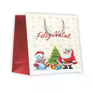 Imagem de Sacola Papai Noel Extra Grande 37x30x23cm Para Presente Lembrancinha -