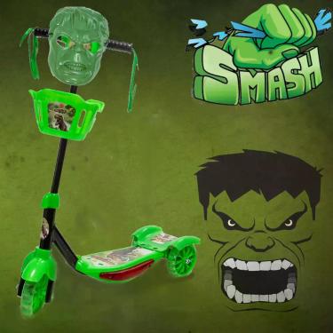 Imagem de Patinete Masculino Infantil 3 Rodas Dino Com Luz Cesta Som - DM Toys