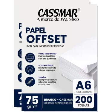 Imagem de Papel Offset 75g A6 105X148mm Cor Branco 200 fls - Cassmar