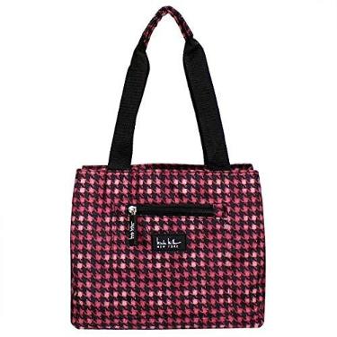 Imagem de Bolsa térmica Nicole Miller of New York com isolamento à prova d'água – Sacola de almoço de 28 cm (2754), Black/Pink Houndstooth