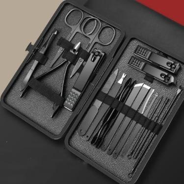 Imagem de Kit de manicure para cortadores de unhas – Conjunto de cortador de unhas profissional de aço inoxidável 18 em 1, conjunto de presente para homens e mulheres, kit de manicure e pedicure com estojo