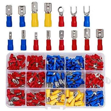 Imagem de PONFY Sortimento de Conectores Elétricos de Fio Isolado de 280 Unidades - Garfo, Anel, Pá, Desconexão Rápida - Crimpagem de Terminais de Cabos Automotivos Marinhos