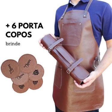 Imagem de Avental Churrasqueiro em Couro + Estojo Para facas em couro + Porta Co
