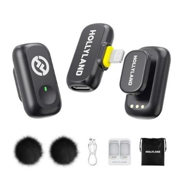 Imagem de Hollyland LARK A1 Mini Duo – Microfone Sem Fio Mini para iPhone 14/13/12 (2TX + Lightning RX), Microfone Magnético para YouTube, TikTok, Podcast e Vlogs (Preto, sem Case de Carregamento)