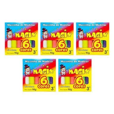 Imagem de Kit 5 Massinha De Modelar 6 Cores Magix 90g Multicolor - MAGIX KIDS
