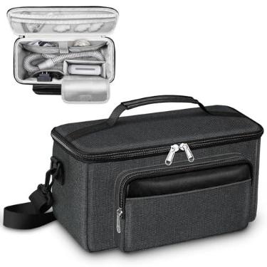 Imagem de MEDMAX Bolsa De Transporte Para Viagem Aparelho Cpap Resmed Airmini E Acessórios, Armazenamento Equipamentos Portáteis Com Alça Ombro, Estojo Organizador Bagagem (Preto)