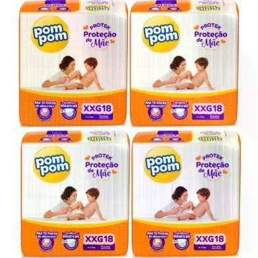 Imagem de KIT 4 Fraldas Pom Pom Derma Protek Jumbo Tamanho XXG 18 unidades