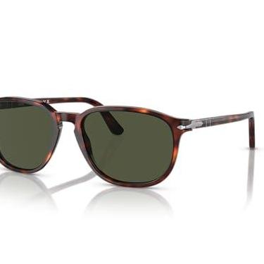 Imagem de Óculos de Sol Quadrado Persol PO3019S, Havana/Verde Cristal, 52 mm