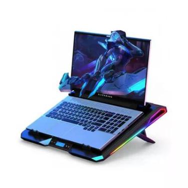 Imagem de Suporte Gamer Para Notebook RGB Com Cooler Turbo Silencioso E 7 Níveis De Altura