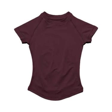 Imagem de Camiseta Esportiva Feminina Respirável E Elástica Com Gola Redonda E M