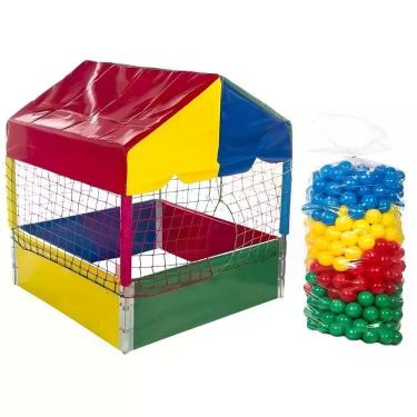 Imagem de Kit Infantil Piscina De Bolinhas 1,00m Quadrada + 500 Unidades Bolinha