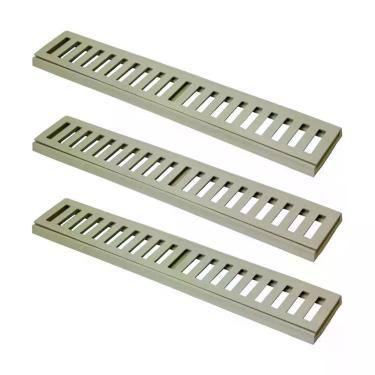 Imagem de Kit Ralo Grelha Linear 7607X3GDA Captação Águas Pluviais com Caixilho Alumínio Bege GDA Industria e Distribuidora