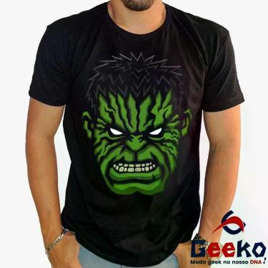 Imagem de Camiseta Hulk 100% Algodão  Geeko, Preto gola careca, P