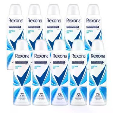 Imagem de Kit 10 Desodorante Antitranspirante Aerosol Feminino Rexona Cotton Dry