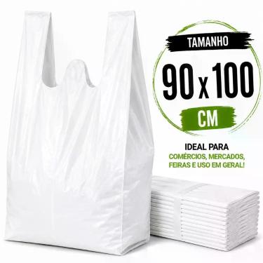 Imagem de 2 KG SACOLA PLASTICA BRANCA 90x100 REFORÇADA RECICLADA GROSSA - PLASTJ