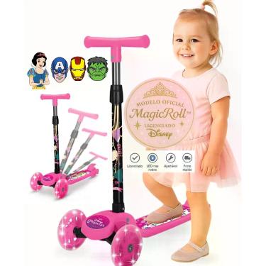 Imagem de Patinete Infantil 3 Rodas Disney Princesas rodinhas com LED com Altura