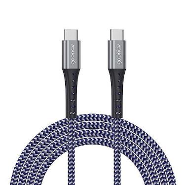 Imagem de Geonav Cabo USB-C (tipo C) para USB-C (tipo C), revestimento interno ultra resistente Kevlar, 2 metros, nylon trançado, UCC05K, Azul e Cinza