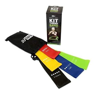 Imagem de Kit 5 Mini Thera Band Elástico Academia Fitness Faixa Treino