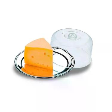 Imagem de Conjunto para Queijo Petúnia 2 Peças Aço Inox com Cúpula em Acrílico para Servir e Armazenar Queijos Inox Brinox