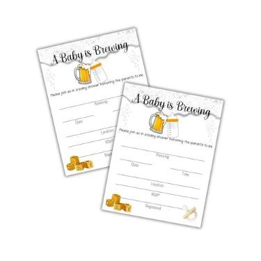 Imagem de Baby Is Brewing Beer Shower Convitations pacote com 30 cartões postais de 10,8 x 14 cm Livros de sorteio de fraldas para cervejaria com tema de brunch canecas refrigeradoras