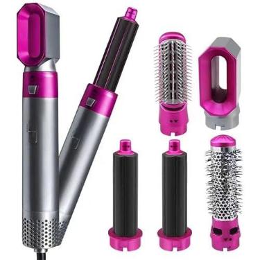 Imagem de Ferro de ondulação automático 5 em 1 multifuncional Secador de cabelo com pente de ar quente, uso úmido e seco, secador de cabelo destacável, modelador, escova de pente de ar quente,