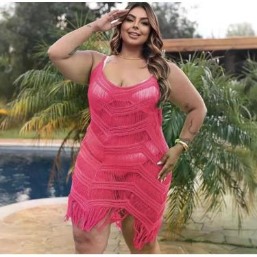 Imagem de Saída de Praia e Piscina Vestido Franja Plus Size Verão - Modella, Ros