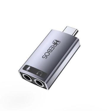 Imagem de AudioSplit Tipo C Modelo AD-258C  Adaptador de Áudio 3,5 mm (Prata) - 