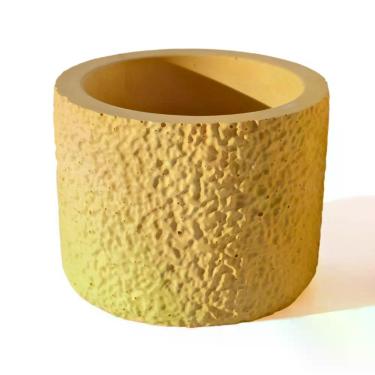 Imagem de Vaso Decorativo Texturizado P Artesanal 9cm Em Cimento Amarelo