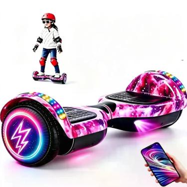 Imagem de Hoverboard Rosa Galaxia Skate Eletrico Moderno Com LED - GBG STORE