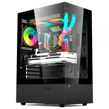 Imagem de Gabinete Gamer Aquarius MT-G860BK com Vidro Temperado Frontal e Lateral Usb 3.0 Atx Preto C3tech