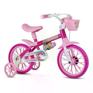 Imagem de Bicicleta Aro 12 Flower 12 Com Rodinhas e Squeeze - Nathor