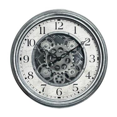 Imagem de Lily's Home Relógio de parede com engrenagens móveis de 38 cm, relógios grandes modernos para decoração de sala de estar, relógio de parede decorativo vintage steampunk industrial para casa,