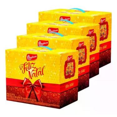 Imagem de Kit 4 Cesta De Natal Bauducco Grande 20 Itens Original C Nf