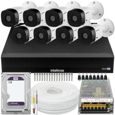 Imagem de Kit 8 cameras seguranca Intelbras 1220 Full Dvr 16Ch 1Tb Wd