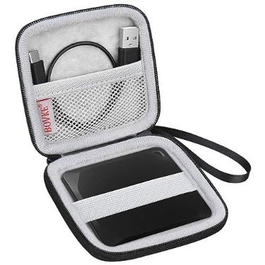 Imagem de Bolsa de transporte BOVKE para Samsung T3 T5 SSD portátil 250 GB 500 GB 1 TB 2 TB USB 3.0 SSD externo de estado sólido Discos rígidos de estado sólido para armazenamento, preta