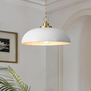 Imagem de Luminárias pendentes de 39,9 cm, luzes pendentes de fazenda, ilha de cozinha, luz de teto branca pendurada para cozinha, ilha, sala de jantar