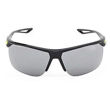 Imagem de Nike Golf Óculos de sol treinador, armação preto/volt, cinza com lente flash prata