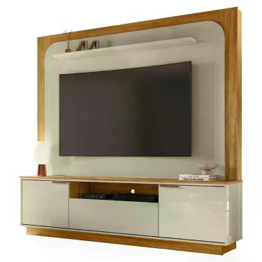 Imagem de Painel Home Theater Nilo Para Tv 75 Pol 2 Portas 200 Cm Cumaru Opala Madetec Cumaru Opala